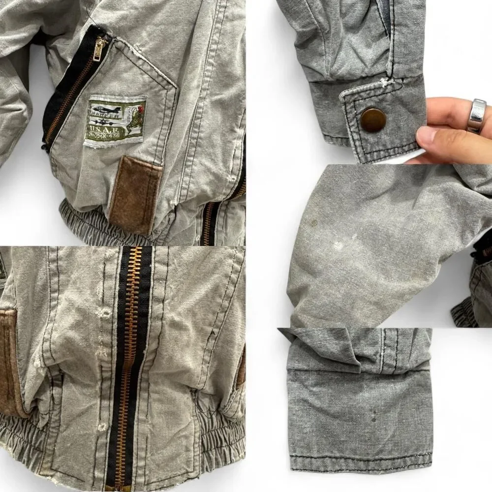 Vintage 90s Peter Kolmar Aviator Patch Bomber Jacket Size 10 Kids Retro
